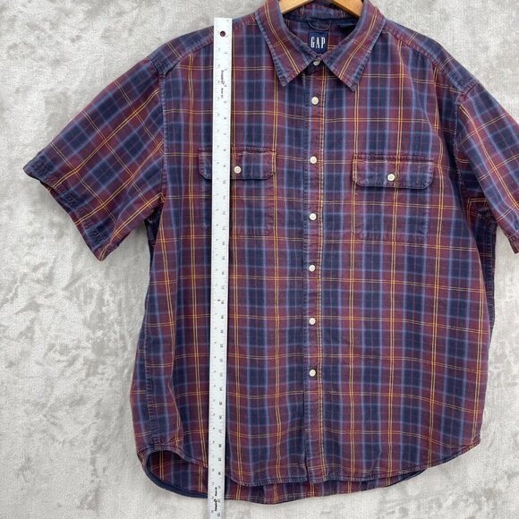 Gap Vintage Oversized Baggy Fit Plaid Flap Pocket Short Sleeve Shirt - Picture 10 of 10